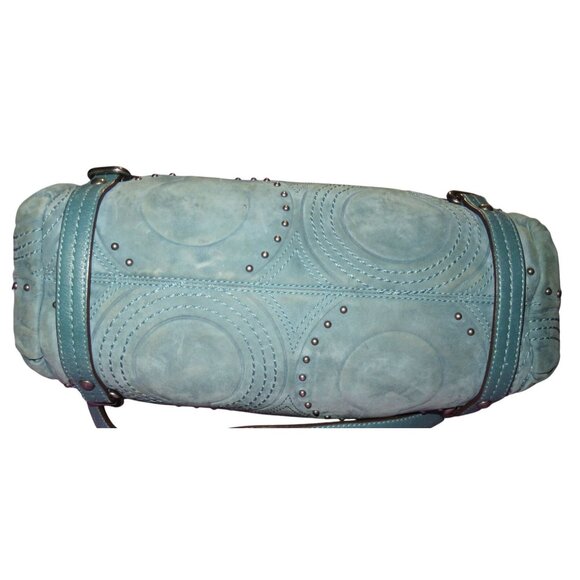 COACH 2010 15276 Embossed & Studded Blue Leather Alex Satchel Handbag - Picture 7 of 13